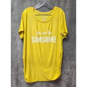 Time and Tru Tshirt Womens XL‎ 16-18 Maternity You Are My Sunshine Yellow Ruched